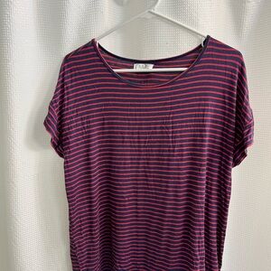 Maurices Navy and Red Striped Short Sleeve Tee
